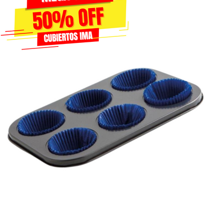 Bandeja horno acero con 6 Moldes cupcakes sweet grey Quid